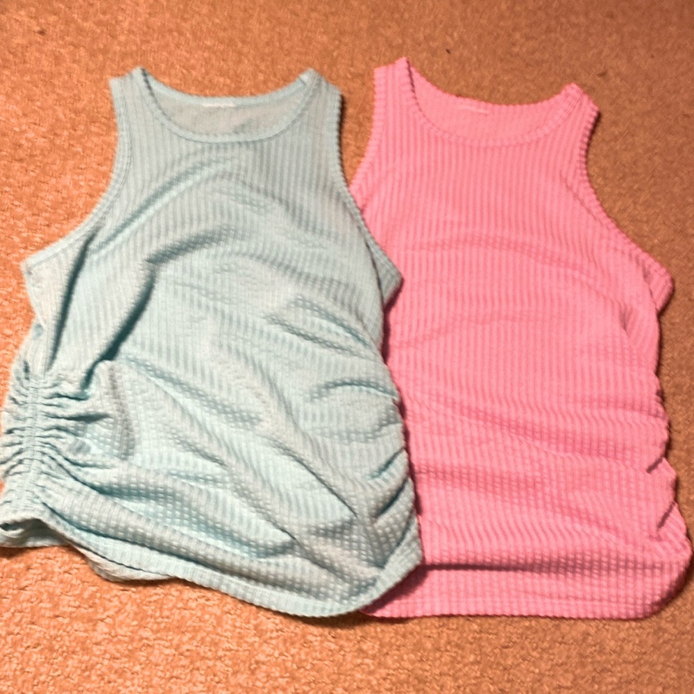 Abercrombie Kids Girls Textured Knit Side Ruched Tank